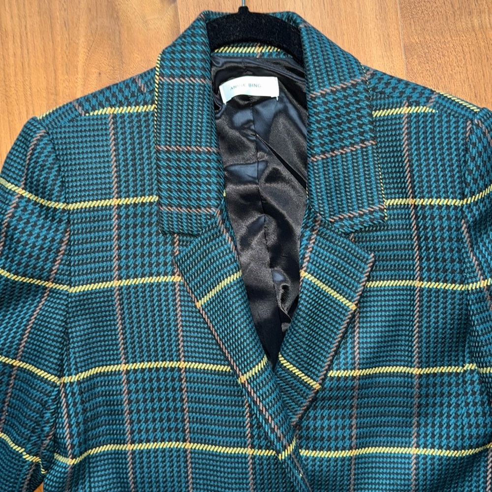 ANINE BING Oversized Blazer / Green Plaid XS - Picture 3 of 8